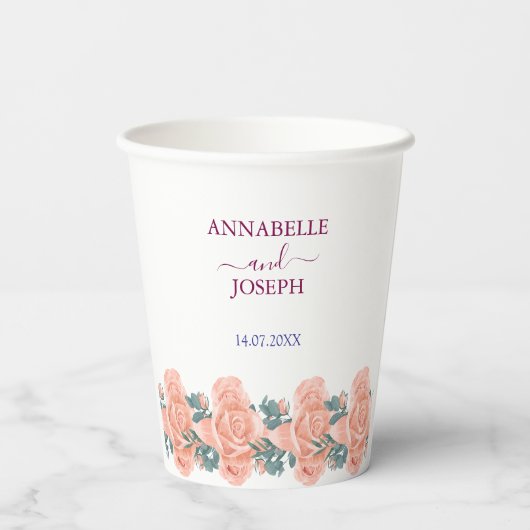 watercolors Florals Modern Botanical Wedding 紙コップ (裏面)