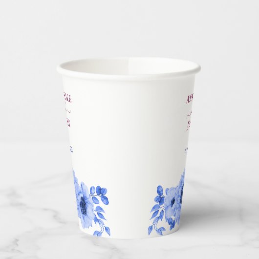 watercolors Florals Modern Botanical Wedding 紙コップ (左)