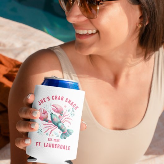 Watercolors Lobster Illustration Custom Text 缶クーラー