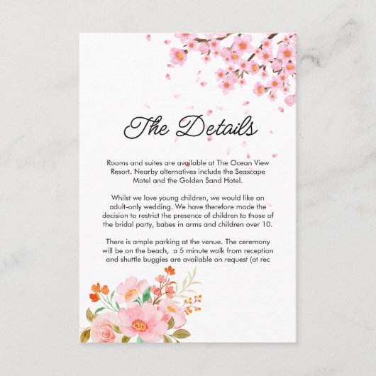 watercolors Modern Botanical summer Wedding エンクロージャーカード (正面)