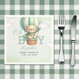 WatercolorTeddy Bear Baby Shower Boy Party スタンダードカクテルナプキン