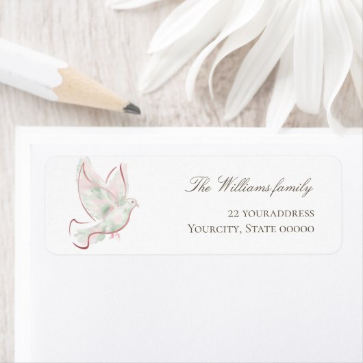 watercolorwhite pink dove  ラベル (インサイチュ)