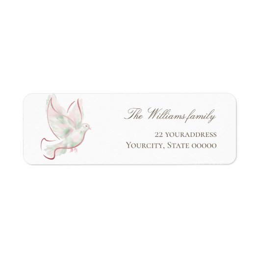 watercolorwhite pink dove  ラベル (正面)