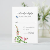 WatercolorWildflowersフローラ結婚の応答カード 出欠カード (スタンド正面)