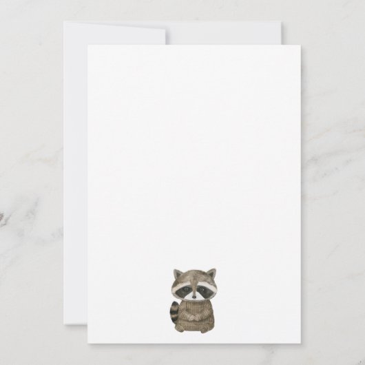 WatercolorWoodland動物アライグマ赤ちゃんシャワー 招待状 (裏面)