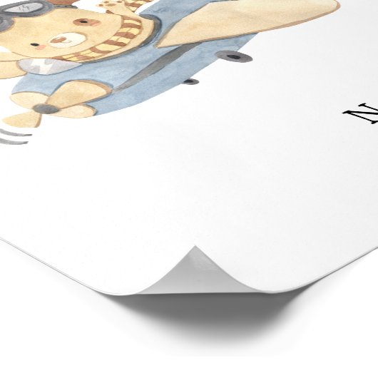 Watercolour Airplane Name Poster ポスター (角)