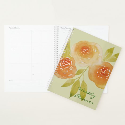 Watercolour Apricot Roses Weekly プランナー手帳 (ディスプレー)