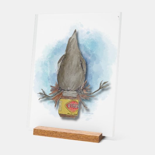 Watercolour Australian magpie table art アクリルサイン (傾斜)