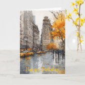 Watercolour Autumn in New York カード (黄色い花)