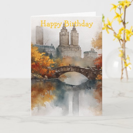 Watercolour Autumn in New York カード (黄色い花)