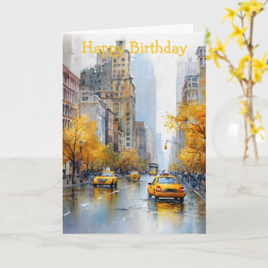 Watercolour Autumn in New York カード (黄色い花)