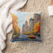 Watercolour Autumn in New York クッション (ブランケット)