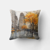 Watercolour Autumn in New York クッション (裏面)
