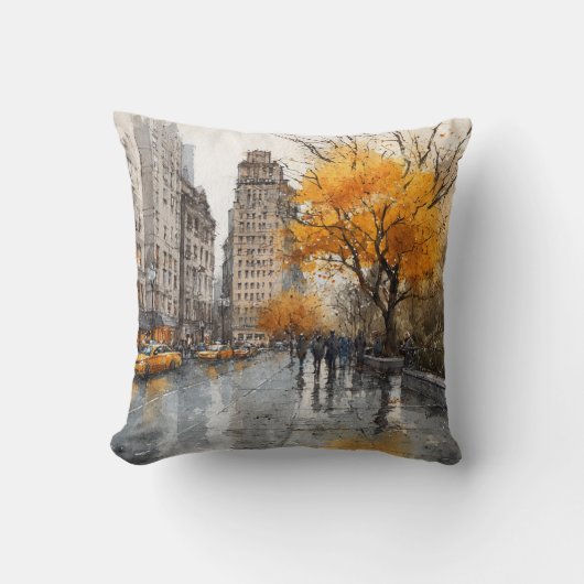 Watercolour Autumn in New York クッション (正面)