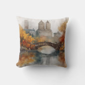 Watercolour Autumn in New York クッション (正面)