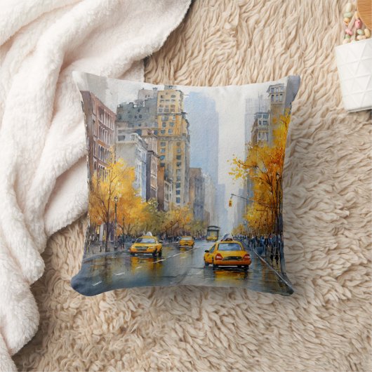 Watercolour Autumn in New York クッション (ブランケット)