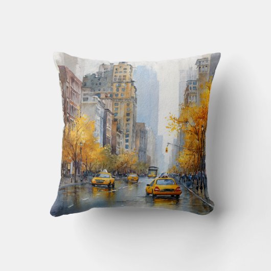 Watercolour Autumn in New York クッション (裏面)