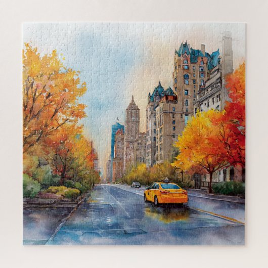 Watercolour Autumn in New York ジグソーパズル (縦)