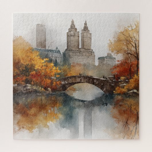 Watercolour Autumn in New York ジグソーパズル (縦)