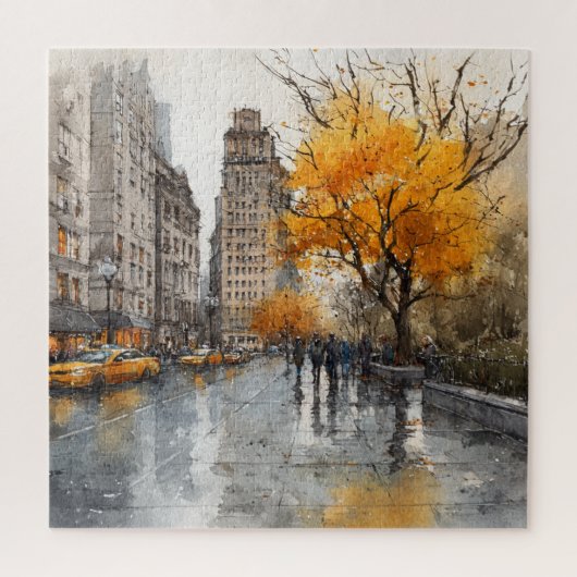 Watercolour Autumn in New York ジグソーパズル (縦)