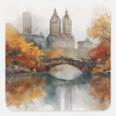 Watercolour Autumn in New York スクエアシール (正面)