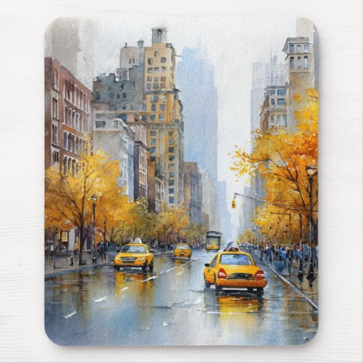 Watercolour Autumn in New York マウスパッド (正面)