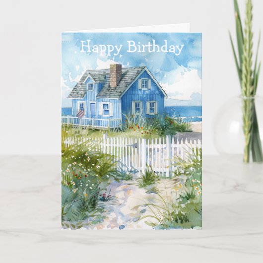 Watercolour Beach Cottage カード (正面)