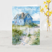 Watercolour Beach Cottage カード (黄色い花)