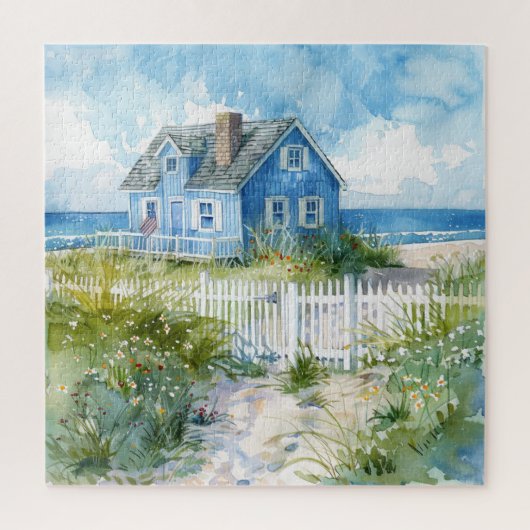 Watercolour Beach Cottage ジグソーパズル (縦)