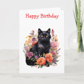 Watercolour Black Cat カード (正面)