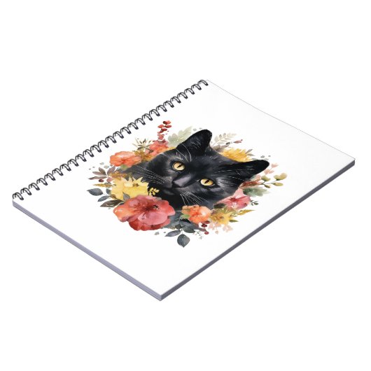 Watercolour Black Cat ノートブック (左側)