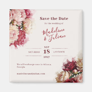 Watercolour Blooms | Peony Save the Date マグネット