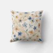 Watercolour Blue and Yellow Floral  クッション (裏面)