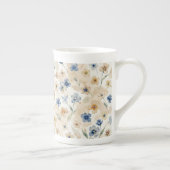 Watercolour Blue and Yellow Floral  ボーンチャイナマグカップ (右)
