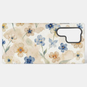 Watercolour Blue and Yellow Floral  Samsung Galaxyケース (裏面横)
