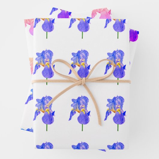 Watercolour Blue Iris Gift Wrapping Paper Sheets ラッピングペーパーシート (インサイチュ)