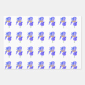 Watercolour Blue Iris Gift Wrapping Paper Sheets ラッピングペーパーシート (正面)