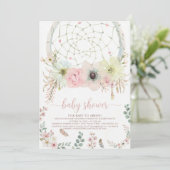watercolour Boho flower Dreamcatcher Baby Shower 招待状 (スタンド正面)