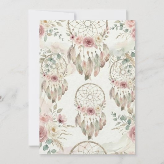 watercolour Boho flower Dreamcatcher Baby Shower 招待状 (裏面)