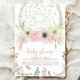 watercolour Boho flower Dreamcatcher Baby Shower 招待状