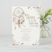 watercolour Boho flower Dreamcatcher Baby Shower 招待状 (スタンド正面)