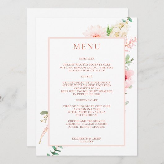 Watercolour Botanical Spring メニュー (正面/裏面)