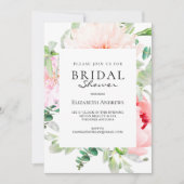 Watercolour Botanical Spring Bridal Shower 招待状 (正面)