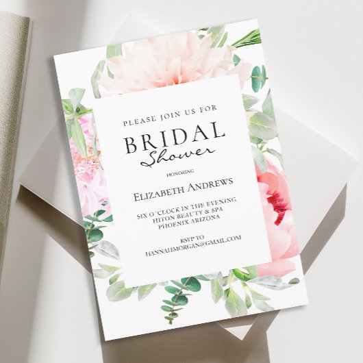 Watercolour Botanical Spring Bridal Shower 招待状
