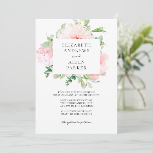Watercolour Botanical Spring Wedding Collection 招待状 (スタンド正面)