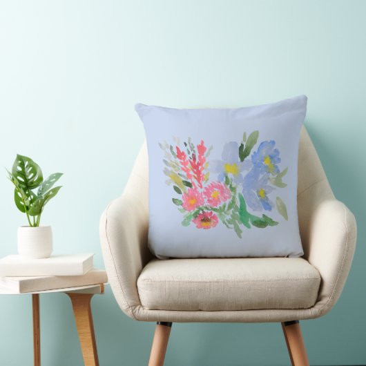 Watercolour bouquet throe pillow クッション (椅子)