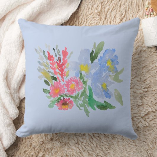 Watercolour bouquet throe pillow クッション (ブランケット)