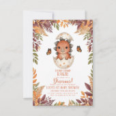 watercolour butterfly Dinosaur Baby Shower 招待状 (正面)