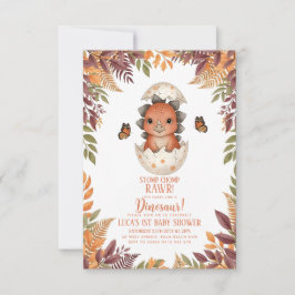 watercolour butterfly Dinosaur Baby Shower 招待状