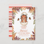 watercolour butterfly Dinosaur Baby Shower 招待状 (正面/裏面)